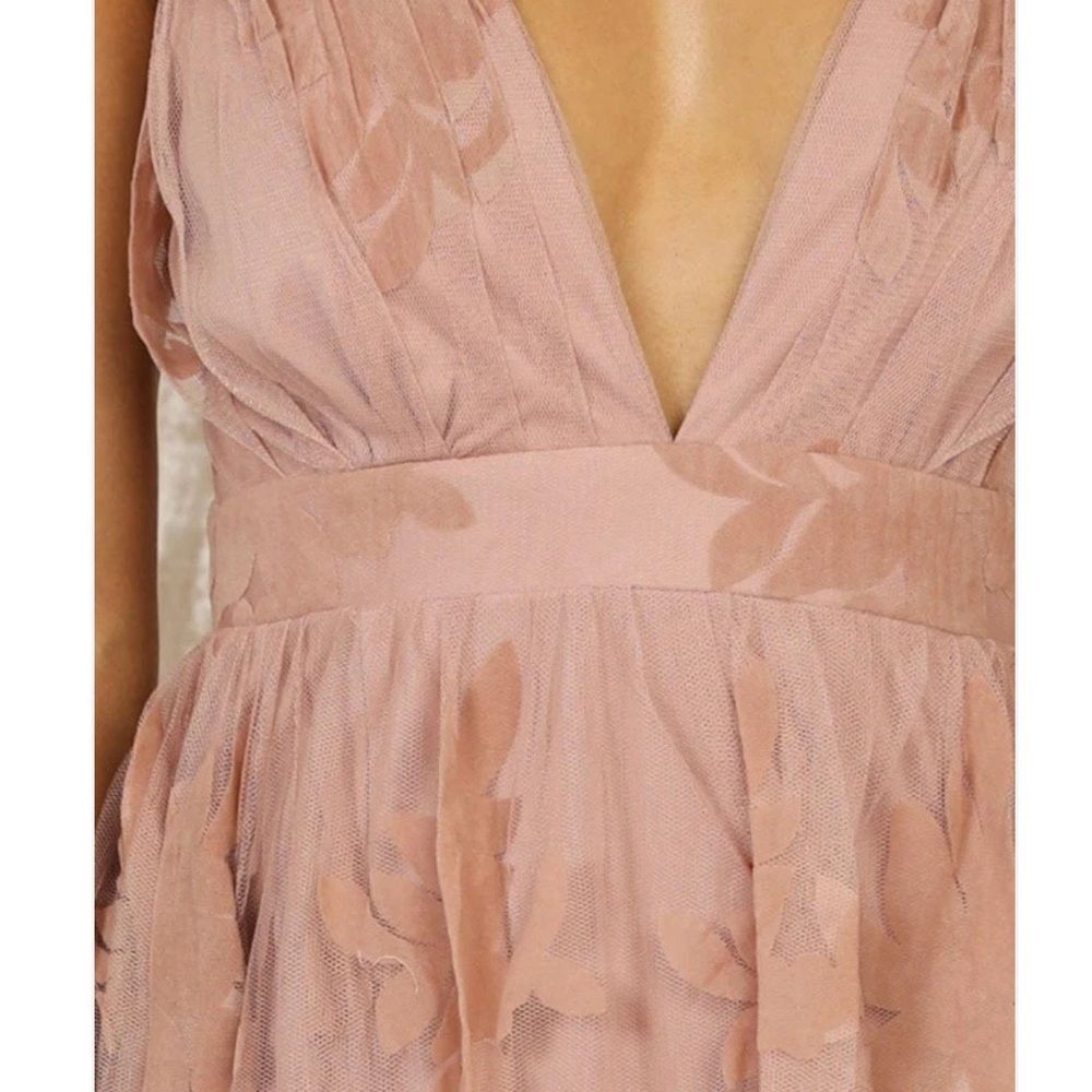Dainty Houligan blush maxi dress spaghetti straps velvet flocking wedding small - Picture 2 of 16
